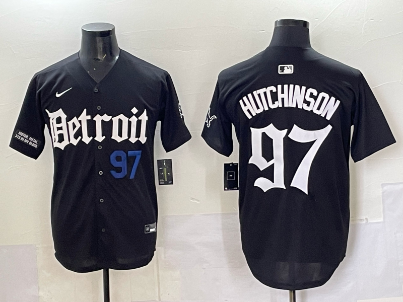 Men 2025 Detroit Lions 97 Hutchinson Black NFL jersey 0013